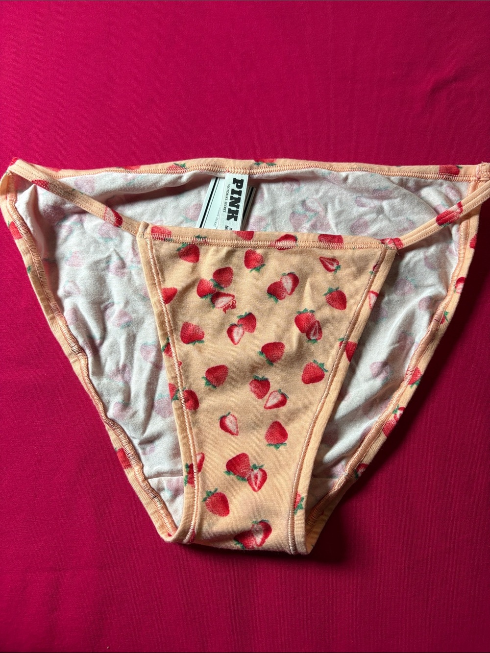 Strawberry Print Bikini in Peach